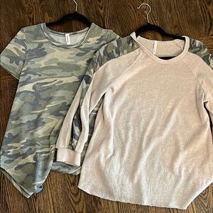 Camouflage and Beige Tops
